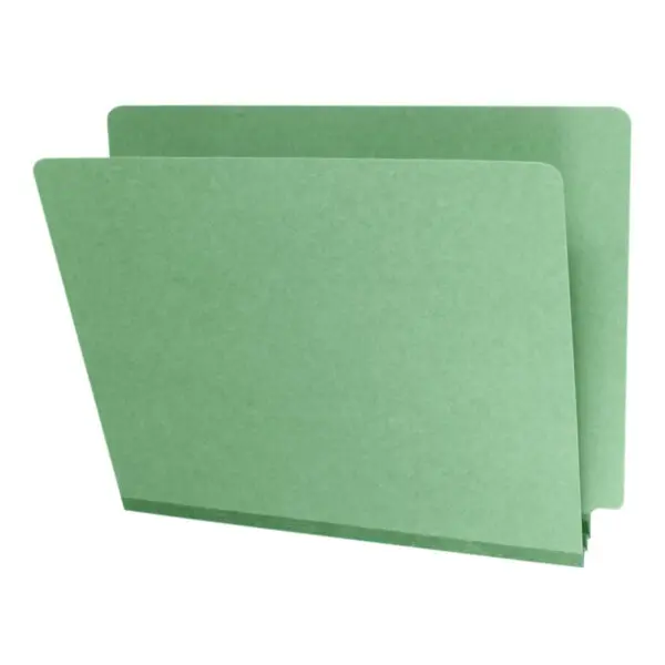 Green Letter Size End Tab Classification Folder with 2" Pearl Green Tyvek Expansion, 25 pt Type 2 Pressboard Stock, Packaged 25/125