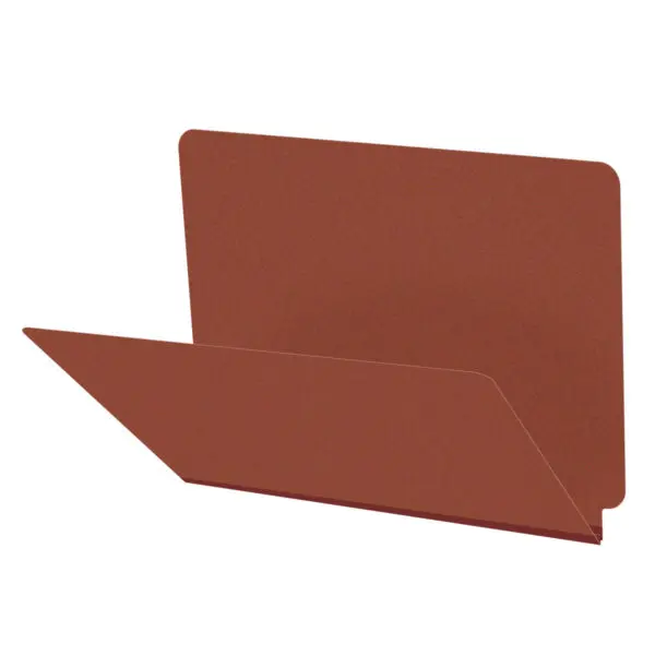 Red Letter Size End Tab Classification Folder with 2" Russet Brown Tyvek Expansion, 25 pt Type 3 Pressboard Stock, Packaged 25/125