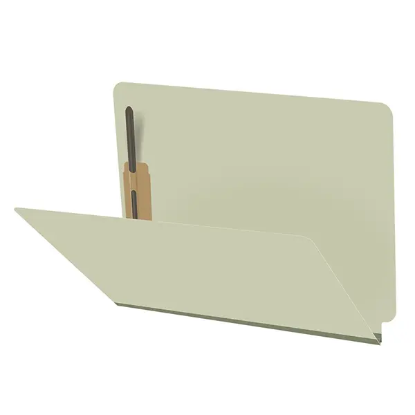 Green Letter Size End Tab Classification Folder with 2" Pearl Green Tyvek Expansion and 2" Bonded Fasteners on Inside Front and Back, 25 pt Type 3 Pressboard Stock, Packaged 25/125