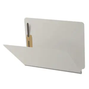 Grey Letter Size End Tab Classification Folder with 2" Gray Tyvek Expansion and 2" Bonded Fasteners on Inside Front and Back, 25 pt Type 3 Pressboard Stock, Packaged 25/125