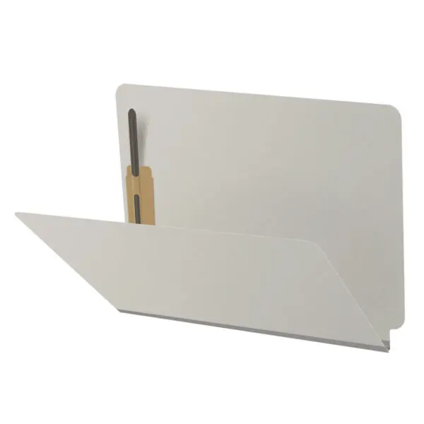 Grey Letter Size End Tab Classification Folder with 2" Gray Tyvek Expansion and 2" Bonded Fasteners on Inside Front and Back, 25 pt Type 3 Pressboard Stock, Packaged 25/125