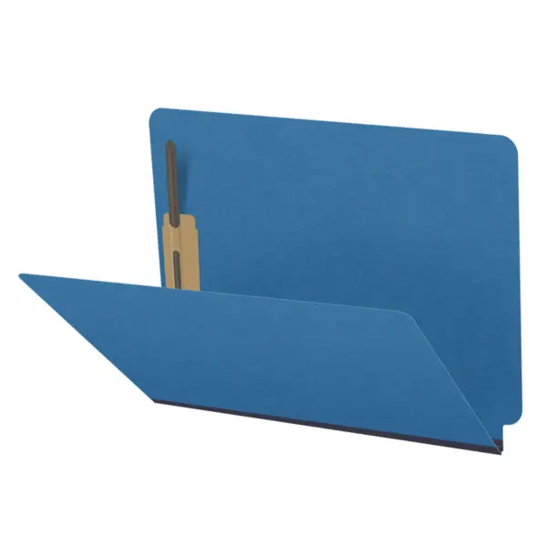 Royal Blue Letter Size End Tab Classification Folder with 2" Dark Blue Tyvek Expansion and 2" Bonded Fasteners on Inside Front and Back, 25 pt Type 3 Pressboard Stock, Packaged 25/125