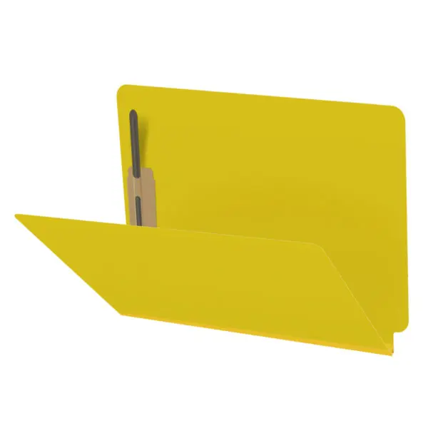 Yellow Letter Size End Tab Classification Folder with 2" Lemon Yellow Tyvek Expansion and 2" Bonded Fasteners on Inside Front and Back, 25 pt Type 3 Pressboard Stock, Packaged 25/125