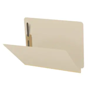 Manila Letter Size End Tab Classification Folder with 2" Gray Tyvek Expansion and 2" Bonded Fasteners on Inside Front and Back, 18 pt Manila Stock, Packaged 25/125