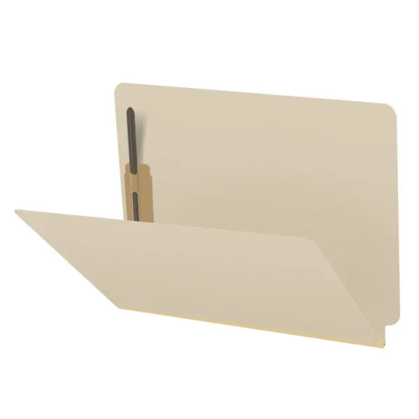 Manila Letter Size End Tab Classification Folder with 2" Gray Tyvek Expansion and 2" Bonded Fasteners on Inside Front and Back, 18 pt Manila Stock, Packaged 25/125
