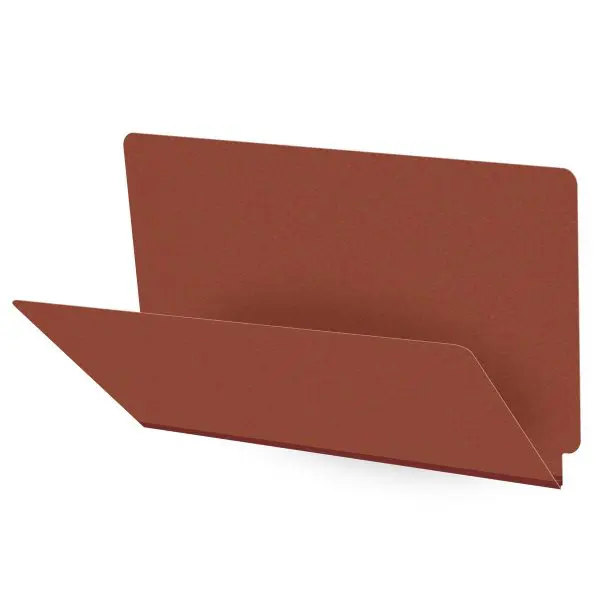 Red Legal Size End Tab Classification Folder with 2" Russet Brown Tyvek Expansion, 25 pt Type 3 Pressboard Stock, Packaged 25/125