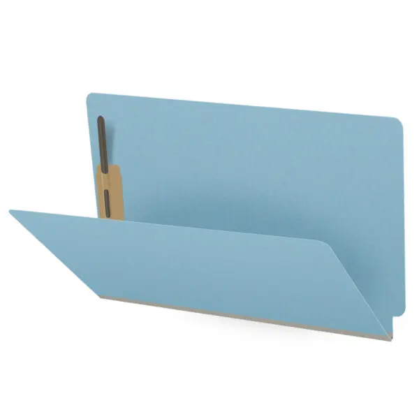 Blue Legal Size End Tab Classification Folder with 2" Gray Tyvek Expansion and 2" Bonded Fasteners on Inside Front and Back, 25 pt Type 3 Pressboard Stock, Packaged 25/125