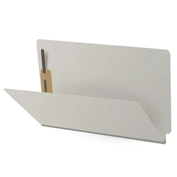 Grey Legal Size End Tab Classification Folder with 2" Gray Tyvek Expansion and 2" Bonded Fasteners on Inside Front and Back, 25 pt Type 3 Pressboard Stock, Packaged 25/125