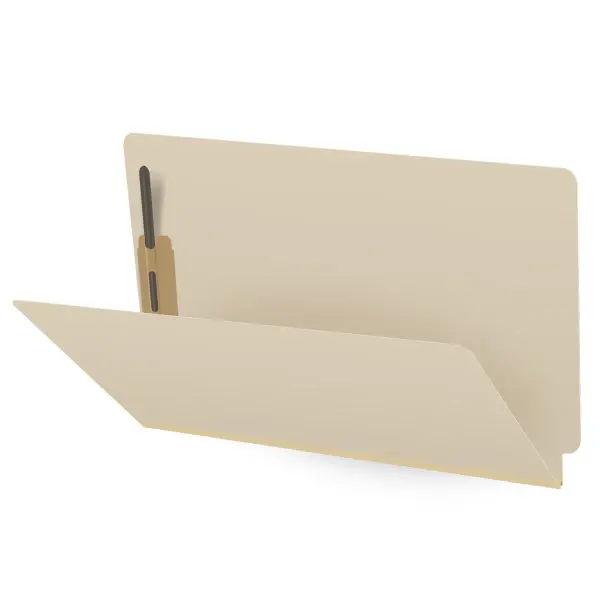 Manila Legal Size End Tab Classification Folder with 2" Gray Tyvek Expansion and 2" Bonded Fasteners on Inside Front and Back, 18 pt Manila Stock, Packaged 25/125
