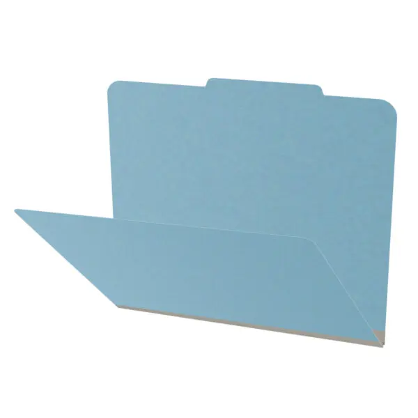 Blue Letter Size Top Tab Classification Folder with 2" Gray Tyvek Expansion, 25 pt Type 3 Pressboard Stock, Packaged 25/125