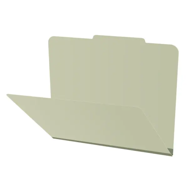Green Letter Size Top Tab Classification Folder with 2" Pearl Green Tyvek Expansion, 25 pt Type 3 Pressboard Stock, Packaged 25/125