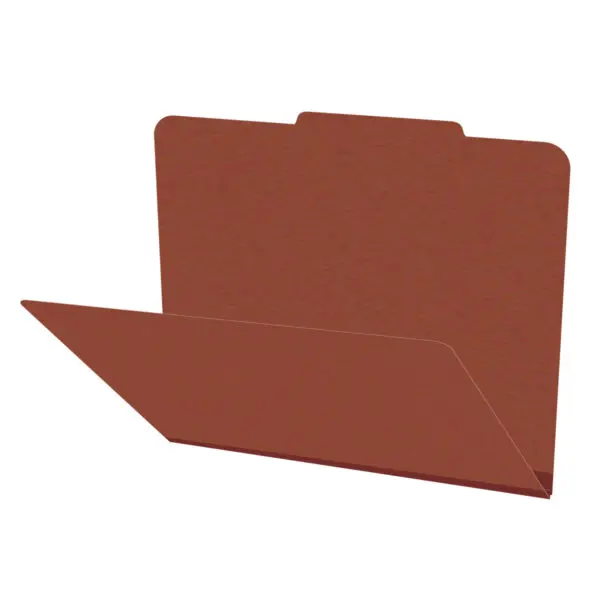Red Letter Size Top Tab Classification Folder with 2" Russet Brown Tyvek Expansion, 25 pt Type 3 Pressboard Stock, Packaged 25/125