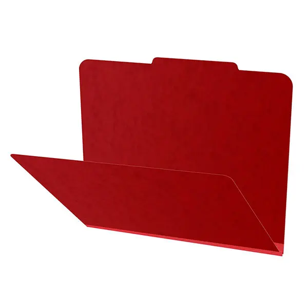 Deep Red Letter Size Top Tab Classification Folder with 2" Gray Tyvek Expansion, 25 pt Type 3 Pressboard Stock, Packaged 25/125