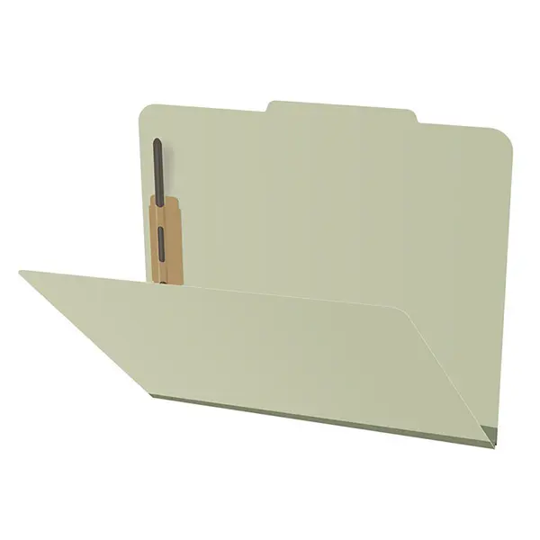 Green Letter Size Top Tab Classification Folder with 2" Pearl Green Tyvek Expansion and 2" Bonded Fasteners on Inside Front and Back, 25 pt Type 3 Pressboard Stock, Packaged 25/125