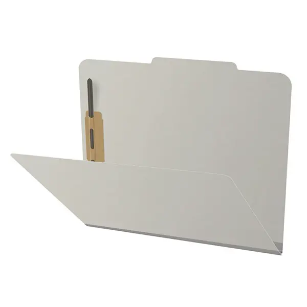 Grey Letter Size Top Tab Classification Folder with 2" Gray Tyvek Expansion and 2" Bonded Fasteners on Inside Front and Back, 25 pt Type 3 Pressboard Stock, Packaged 25/125