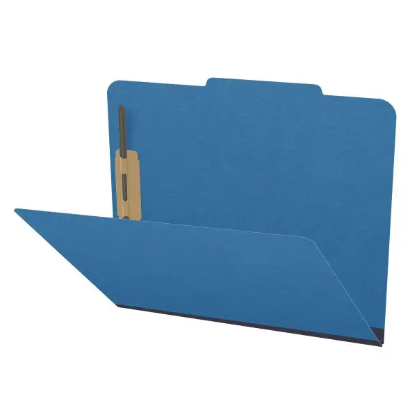 Royal Blue Letter Size Top Tab Classification Folder with 2" Dark Blue Tyvek Expansion and 2" Bonded Fasteners on Inside Front and Back, 25 pt Type 3 Pressboard Stock, Packaged 25/125