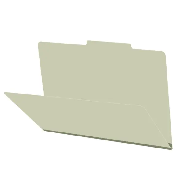 Green Legal Size Top Tab Classification Folder with 2" Pearl Green Tyvek Expansion, 25 pt Type 3 Pressboard Stock, Packaged 25/125