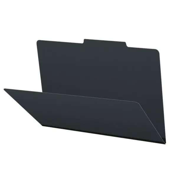 Black Legal Size Top Tab Classification Folder with 2" Gray Tyvek Expansion, 25 pt Type 3 Pressboard Stock, Packaged 25/125