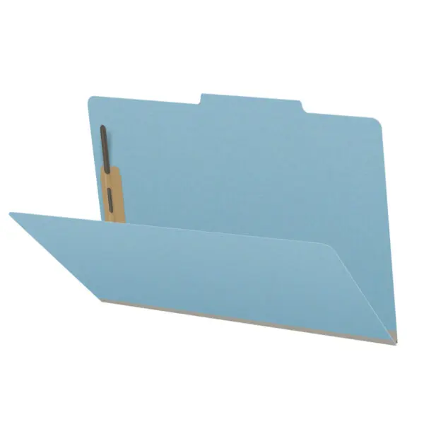 Blue Legal Size Top Tab Classification Folder with 2" Gray Tyvek Expansion and 2" Bonded Fasteners on Inside Front and Back, 25 pt Type 3 Pressboard Stock, Packaged 25/125