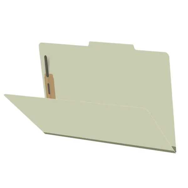 Green Legal Size Top Tab Classification Folder with 2" Pearl Green Tyvek Expansion and 2" Bonded Fasteners on Inside Front and Back, 25 pt Type 3 Pressboard Stock, Packaged 25/125
