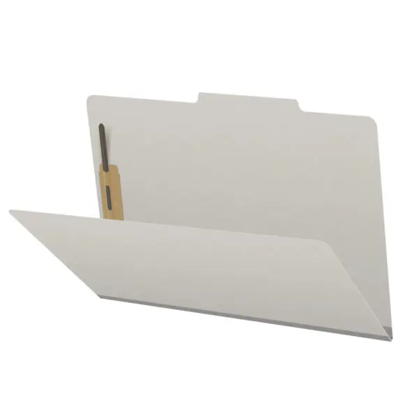 Grey Legal Size Top Tab Classification Folder with 2" Gray Tyvek Expansion and 2" Bonded Fasteners on Inside Front and Back, 25 pt Type 3 Pressboard Stock, Packaged 25/125