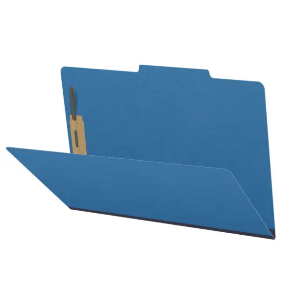 Royal Blue Legal Size Top Tab Classification Folder with 2" Dark Blue Tyvek Expansion and 2" Bonded Fasteners on Inside Front and Back, 25 pt Type 3 Pressboard Stock, Packaged 25/125