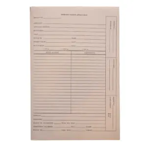 Manila Legal Size Top Tab Patent & Trademark Folder Printed for DOMESTIC PATENT APPLICATION, with 3 Top Flaps Punched with Holes and Bottom Apron on Middle Panel, 14 pt Manila Stock, Packaged 25/125