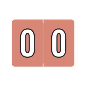 Light Pink Datafile / Tab L8700 Compatible Numeric Labels of size 1-1/4" x 15/16" with Individual Number "0", Laminated Stock, Packaged in Roll of 500