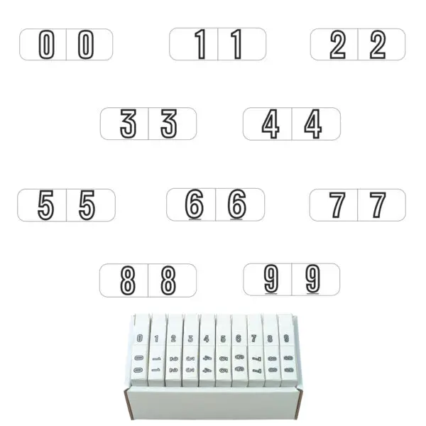 White Barkley NBWM Compatible Mini Numeric Labels of size 1/2" X 1-1/2" with Individual Number "0-9", Laminated Stock, Packaged in 10 Rolls of 500