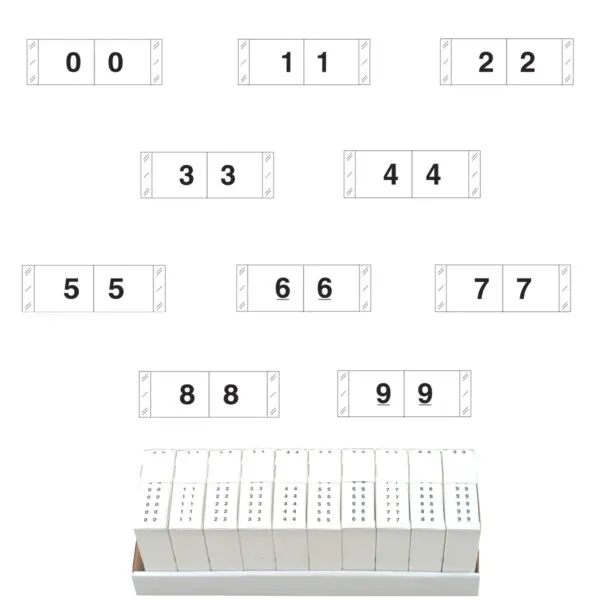 White Tabbies 11830 Compatible Numerical Labels of size 1/2" X 1-1/2" with Individual Number "0-9", Laminated Stock, Packaged in 10 Rolls of 500