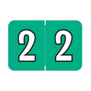 Sterling Blue Colwell Jewel Tone Compatible Numerical Labels of size 1" X 1-1/2" with Individual Number "2", Laminated Stock, Packaged in Roll of 500