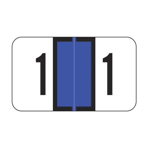 Dark Blue Jeter 2600 Compatible Numerical Labels of size 15/16" X 1-5/8" with Individual Number "1", Laminated Stock, Packaged in Roll of 500