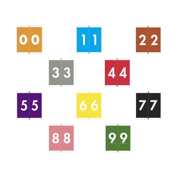 Multiple Color Barkley NSFM Compatible Numeric Labels of size 1-11/16" x 1-1/2" with Individual Number "0-9", Laminated Stock, Packaged in 10 Rolls of 500