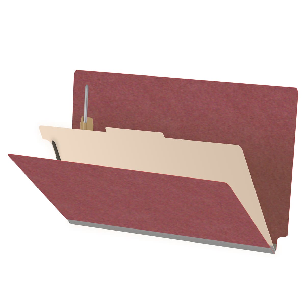 Dark red legal size end tab one divider classification folder with 2 ...