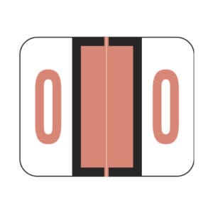 Pink Tab Compatible Numeric Labels of size 1" X 1-1/4" with Individual Number "0", Vinyl Stock, Packaged in Roll of 500