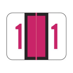 Red Tab Compatible Numeric Labels of size 1" X 1-1/4" with Individual Number "1", Vinyl Stock, Packaged in Roll of 500