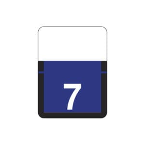 Purple Top Tab Compatible Numeric Labels of size 1" X 3/4" with Individual Number "7", Vinyl Stock, Packaged in Roll of 500