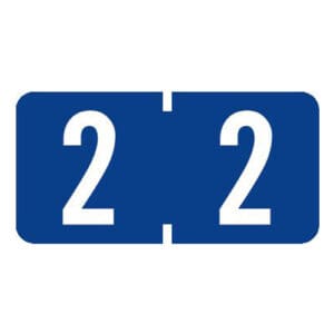 Dark Blue Tab Compatible Mini Numeric Labels of size 1/2" X 1" with Individual Number "2", Vinyl Stock, Packaged in Roll of 1000