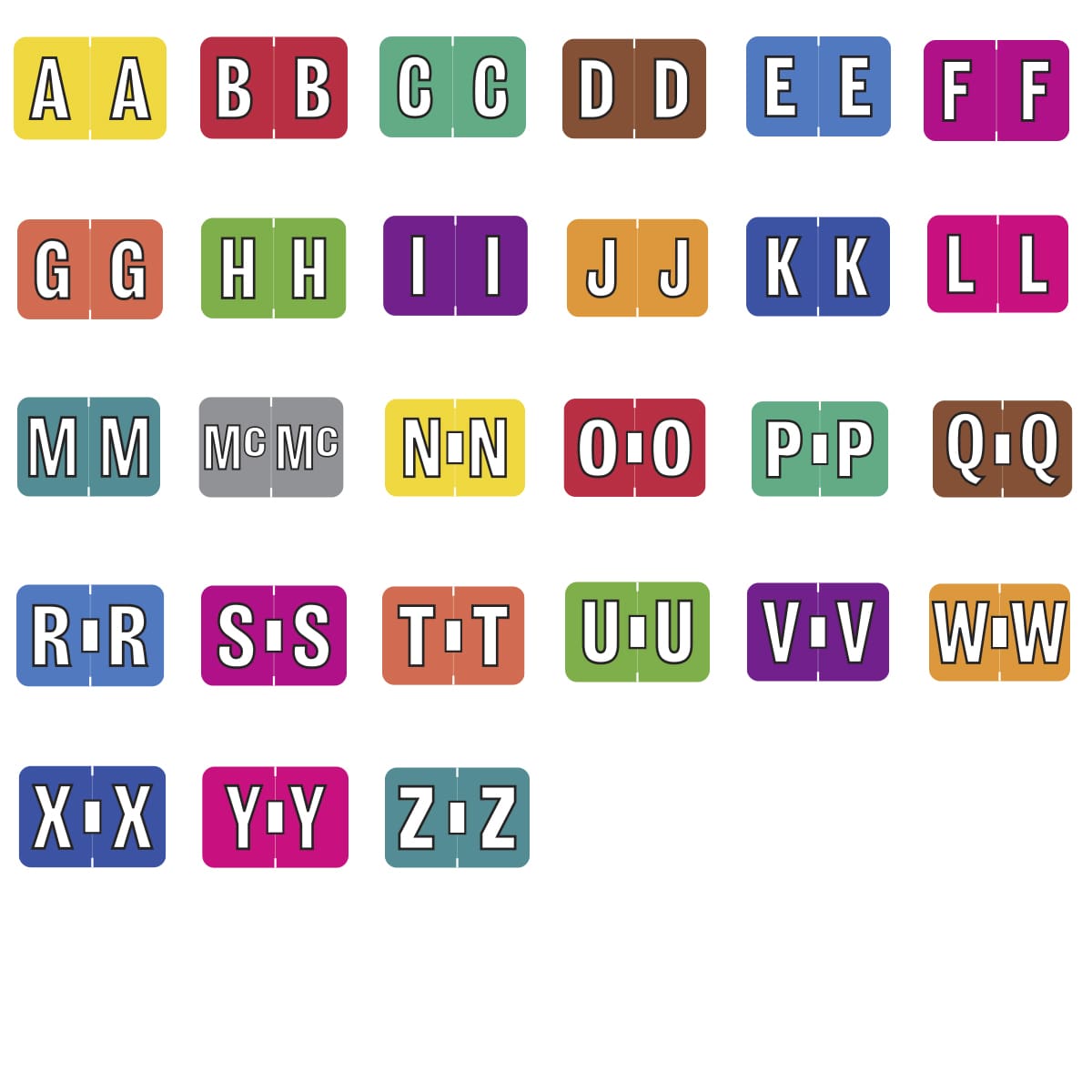 Multiple Color Colwell Jewel Tone Compatible Alpha Labels of size 1″ X ...