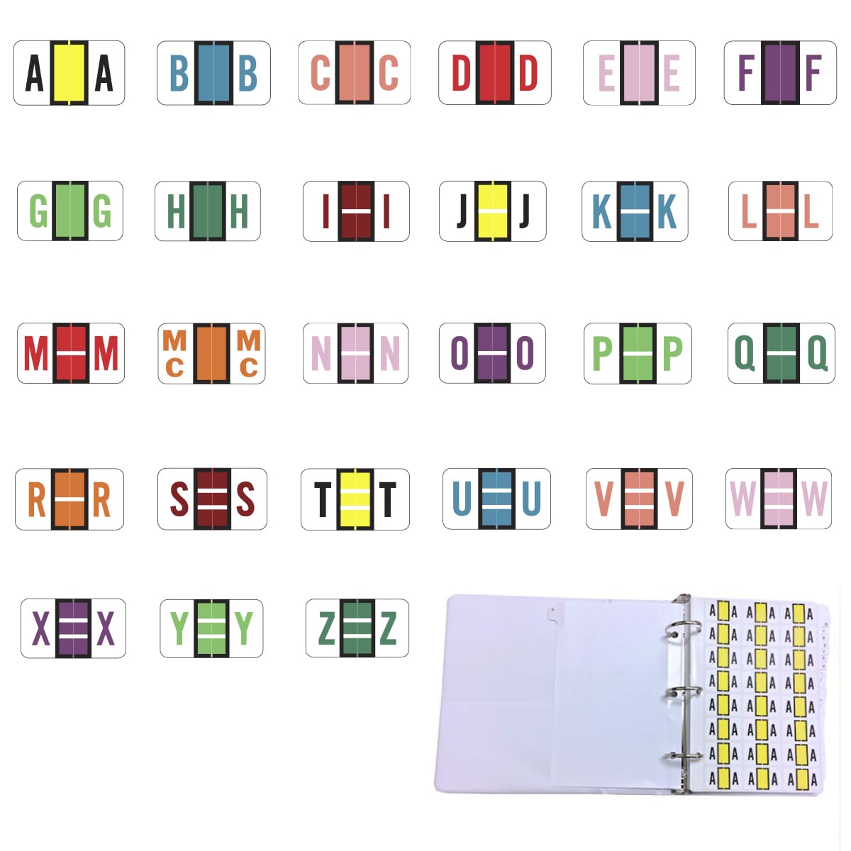 Multiple Color POS Compatible Alpha Ringbook Sheets of size 15/16″ X 1 ...